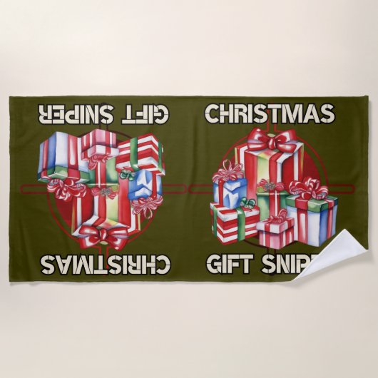 クリスマス，狙撃兵，贈り物，軍隊 ビーチタオル (正面)
