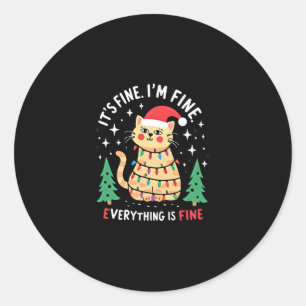 クリスマス+猫+ちゃん+大丈夫+Tシャツ ラウンドシール