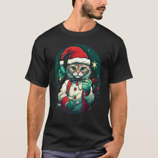 クリスマス 猫 クリスマス休日の雰囲気 装飾 子猫 Tシャツ
