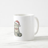 クリスマス 猫 サンタ帽子 ビンテージ風 彫刻 デザイン_1 コーヒーマグカップ (正面右)