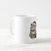 クリスマス 猫 サンタ帽子 ビンテージ風 彫刻 デザイン_1 コーヒーマグカップ (正面左)