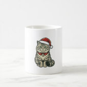 クリスマス 猫 サンタ帽子 ビンテージ風 彫刻 デザイン_1 コーヒーマグカップ (中央)