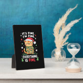クリスマス+猫+デザイン It's Fine I'm Fine Everything Is Fine フォトプラーク (側面)