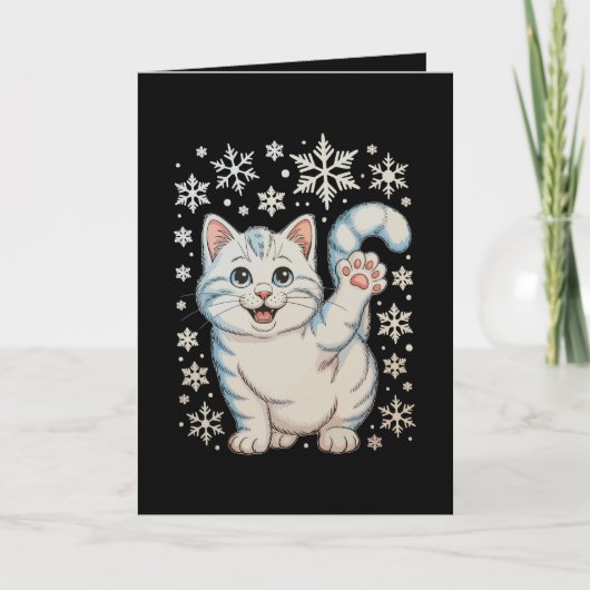 クリスマス 猫 雪の結晶 子猫 雪 ホリデー (正面)