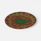 クリスマス～珍しい赤緑色の金ゴールドフラクタル～ ペーパープレート (アングル)