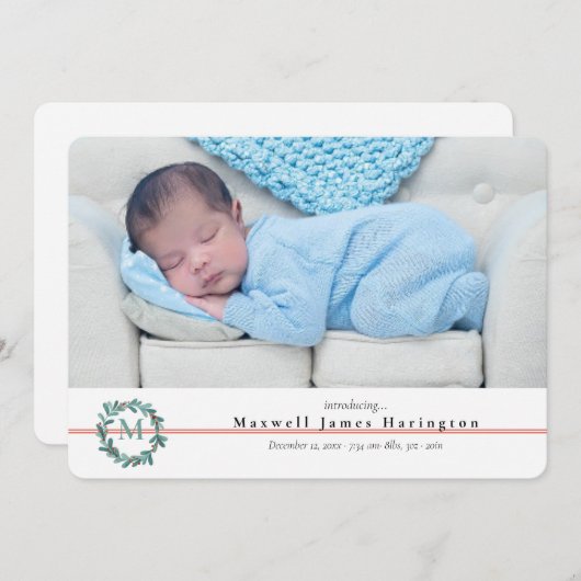 クリスマス·生まれたばかりのフォト·バースの発表 案内状 (正面/裏面)