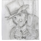 クリスマス-白黒のScrooge シャワーカーテン (正面)