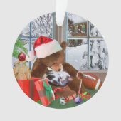 クリスマス、睡眠猫、テディー・ベア オーナメント (正面)