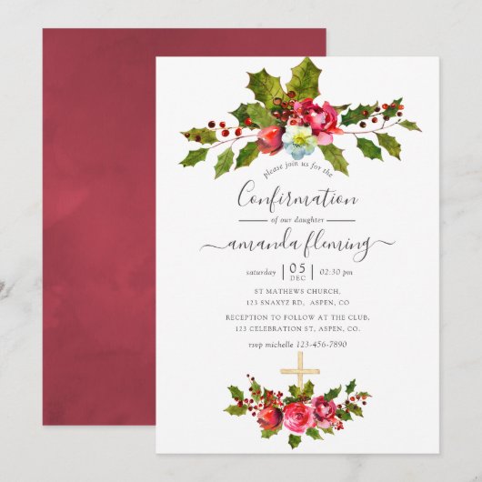 クリスマス 確認 招待状 (正面/裏面)