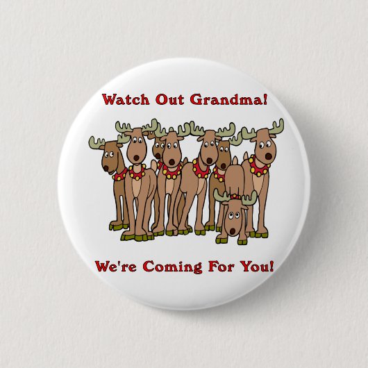 クリスマス: 祖母を見て下さい 缶バッジ (正面)