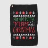 クリスマス – 私の子供たちは私のメリークリスマスに入れる ゴルフタオル (正面)