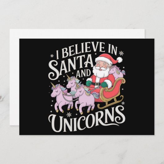 クリスマス 私はサンタとユニコーンを信じている クリスマス (正面/裏面)