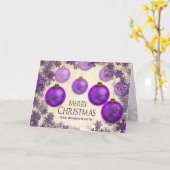 クリスマス、秘密の仲間、紫のオーナメント/雪片 カード (黄色い花)