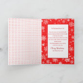 クリスマス、秘密の友達、リースが付いている赤いパネル・ドア カード (内部)