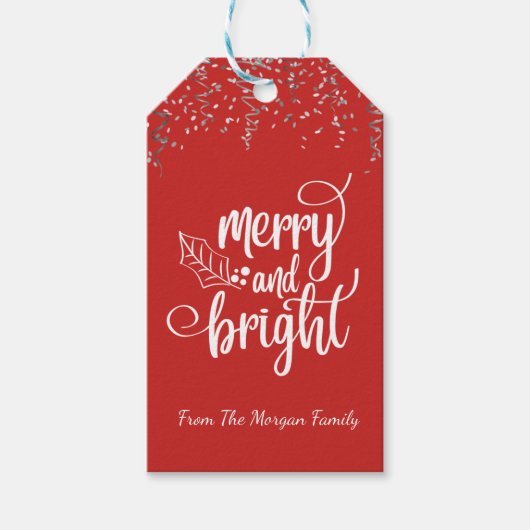 クリスマス,紙吹雪,赤,明メリーるい ギフトタグ (正面)