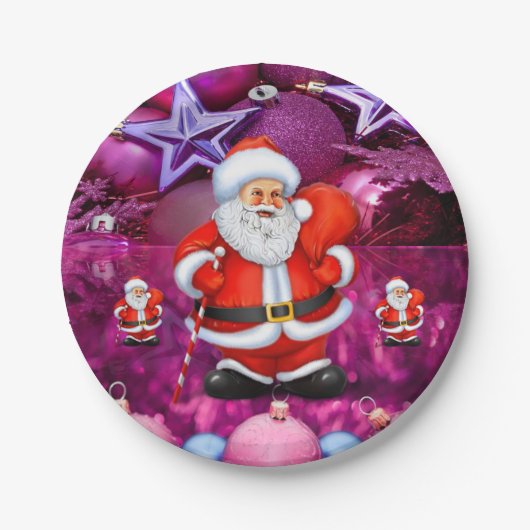 クリスマス 紙皿 サンタ (正面)