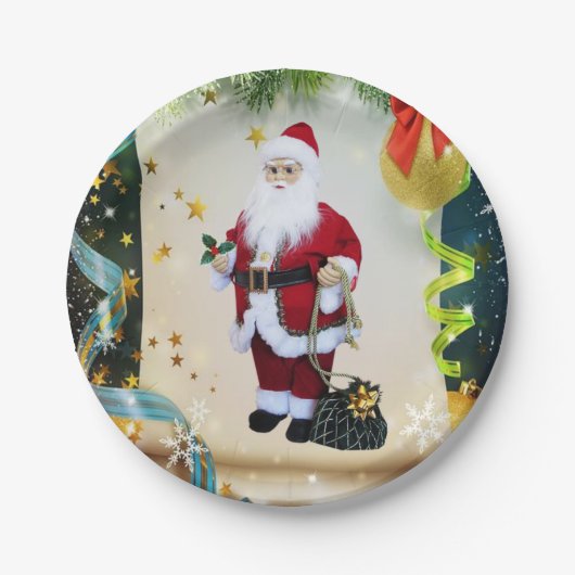 クリスマス 紙皿 サンタ (正面)