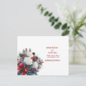 クリスマス 結婚式 白バラ 赤リボン ポストカード (スタンド正面)