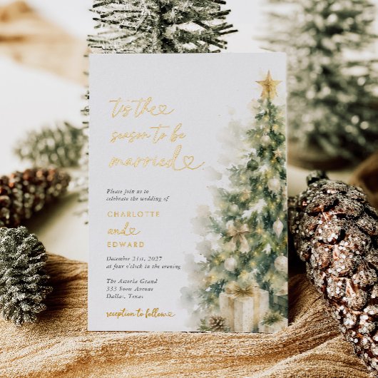 クリスマス 結婚式 Tis The Season To Be Married 箔招待状