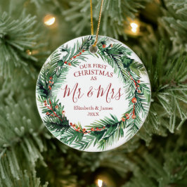 クリスマス 結婚記念写真リース セラミックオーナメント