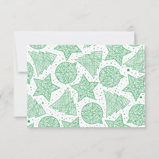 クリスマス（緑と白）のクリスマス用フォトカード 招待状 (裏面)