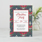 クリスマス、緑のホリー離れズ、ベリー、赤い弓 招待状 (スタンド正面)