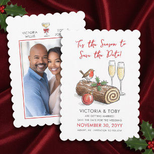 クリスマス 耶誕節の薪 ロビン 祝祭の 冬の結婚式 セーブザデート