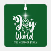 クリスマス 聖誕 喜びの世界 緑と白 メタルオーナメント (正面)