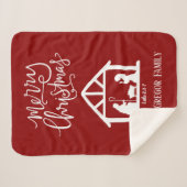 クリスマス 聖誕 赤 家族 名 シェルパブランケット (正面(横))