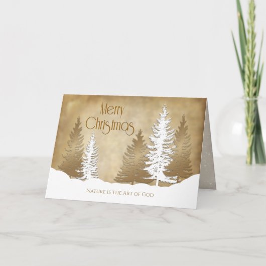 クリスマス、自然は神の芸術ベージュの木 カード (正面)