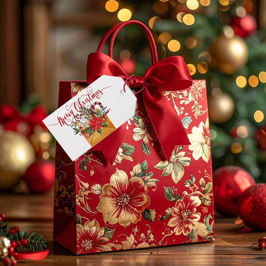 クリスマス 花の封筒 ギフトタグ
