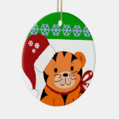 クリスマス 虎 冬の休日 キッズ セラミックオーナメント (右)