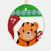 クリスマス 虎 冬の休日 キッズ セラミックオーナメント (左)