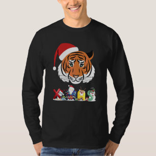 クリスマス 虎 顔 木 雪 パジャマ Xmas 2021 6 Tシャツ