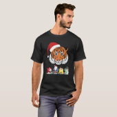 クリスマス 虎 顔 木 雪 パジャマ Xmas 2021 6 Tシャツ (正面フル)