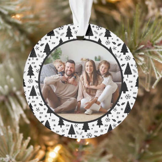 クリスマス 記念 写真 モノクロ オーナメント (ツリー)