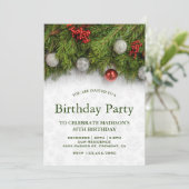 クリスマス+誕生日お祝いのホーリーベリー&パイン 招待状 (スタンド正面)