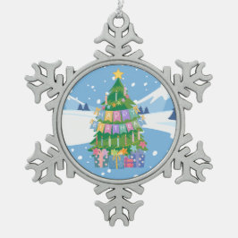 クリスマス＋誕生日ツリー オーナメント（12月25日生まれの方へ） スノーフレークピューターオーナメント