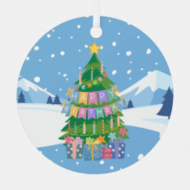 クリスマス+誕生日ツリー オーナメント(12月25日生まれの方へ) メタルオーナメント