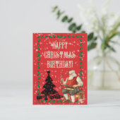 クリスマス 誕生日 サンタクロース 黒い木| ポストカード (スタンド正面)
