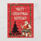クリスマス 誕生日 サンタクロース 黒い木| ポストカード (正面)