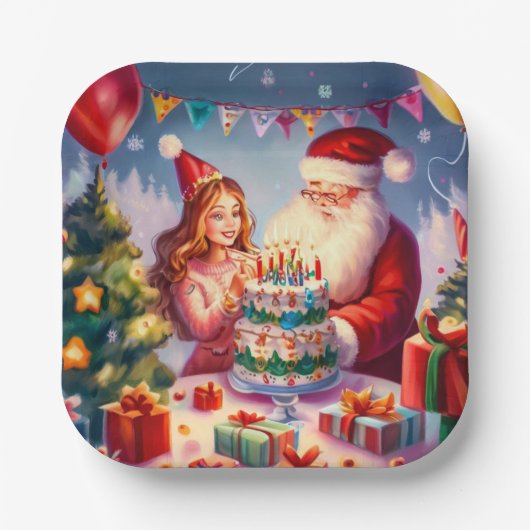 クリスマス 誕生日 8 ペーパープレート (正面)