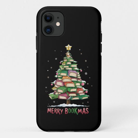 クリスマス 読書家 もみの木 司書 メリー ブックマス Case-Mate iPhoneケース (裏面)