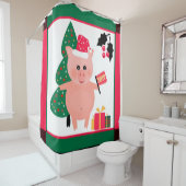 クリスマス、豚の年 シャワーカーテン (インサイチュ)