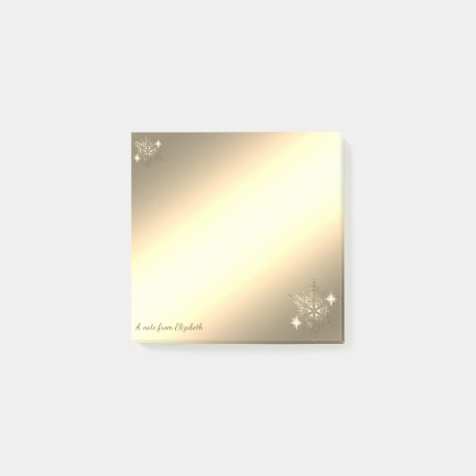 クリスマス、贋金雪の結晶-名入れ ポストイット (正面)
