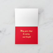 クリスマス　赤いチェック柄の折りたたみ式グリーティングカード カード (内部)