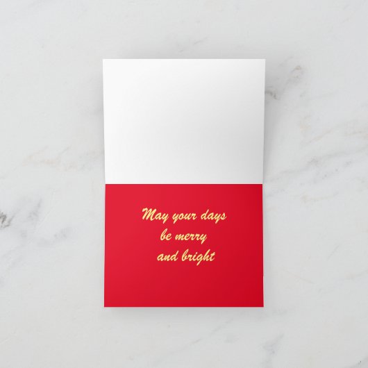 クリスマス　赤いチェック柄の折りたたみ式グリーティングカード カード (内部)