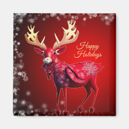 クリスマス 赤いトナカイ 冬の休日 マグネット