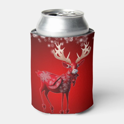 クリスマス 赤いトナカイ 冬の休日 缶クーラー (缶正面)
