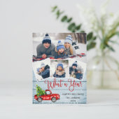 クリスマス 赤いトラック 農場 年賀状 ポストカード (スタンド正面)